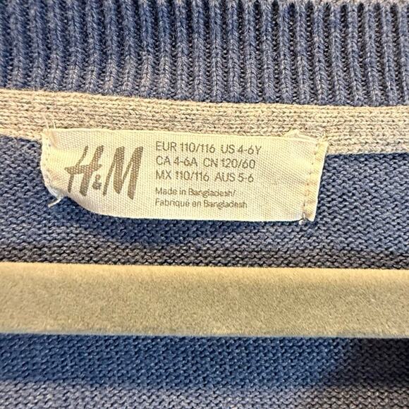 H&M Blue Cardigan Sweater Button Down Elbow Patches Boys 4T 5T 4 5 6 - Picture 4 of 7